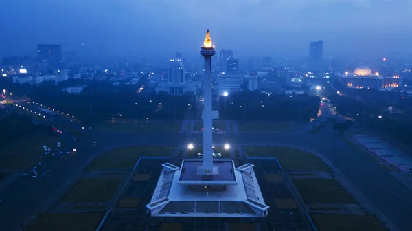 Jakarta Indonésie Mai 2018 Vue Aérienne Monument National Avec Mosquée — Photo