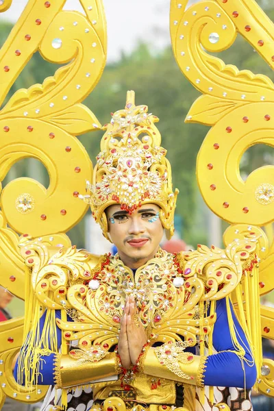 Jember Indonézia 2018 Május Kamera Parádé Jember Fesztivál Carnaval Mosolyogva — Stock Fotó