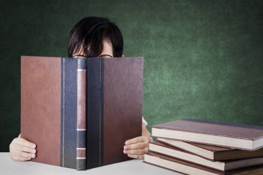 Kitaba göre ise bir kitap okuma ve kara tahta oturan kaplı bilinmeyen küçük kızın resmi