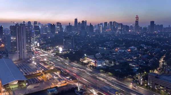 Jakarta Indonesia Junio 2018 Vista Aérea Del Paisaje Urbano Con —  Fotos de Stock