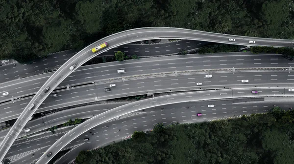 Luchtfoto Van Auto Overstekende Interchange Viaduct Het Centrum Van Jakarta — Stockfoto