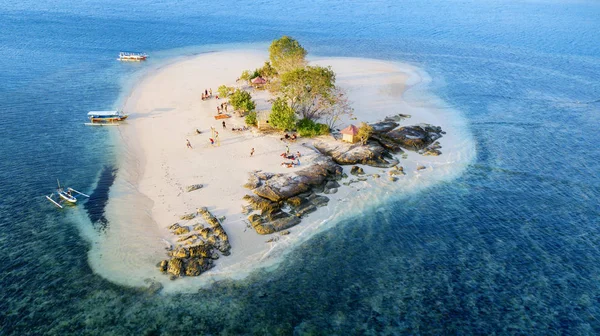 Beautiful Aerial Scenery Giri Kedis Island Aquamarine Water Lombok Indonesia — Stock Photo, Image