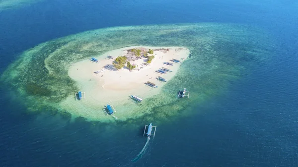 Αεροφωτογραφία Του Εξωτικό Νησί Γκίλι Kedis Τιρκουάζ Νερό Λομπόκ Ινδονησία — Φωτογραφία Αρχείου