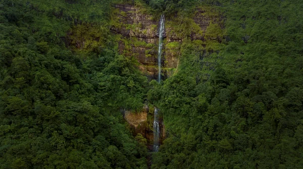 Aerial View Small Waterfall Geopark Ciletuh Shot Sukabumi Indonesia — Stock Photo, Image