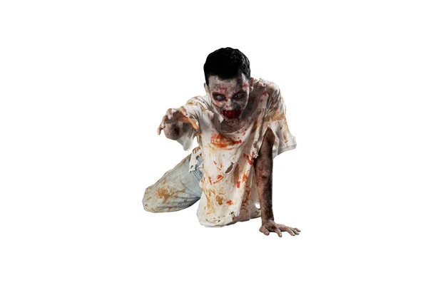 Concepto Horror Halloween Imagen Fantasmas Masculinos Espeluznantes Arrastrándose Con Ropa —  Fotos de Stock