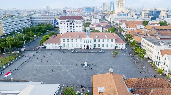 Jakarta Indonesia Septiembre 2018 Vista Aérea Multitud Visitando Museo Fatahillah — Foto de Stock