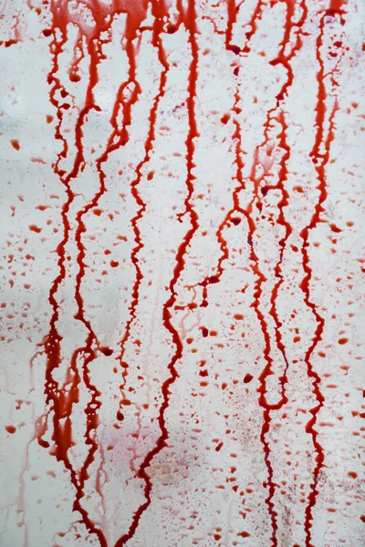 Imagen Sangre Humana Fresca Salpicando Pared Concepto Horror Halloween — Foto de Stock