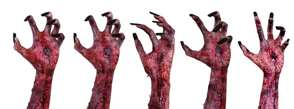 Concepto Horror Halloween Imagen Manos Zombies Terribles Con Heridas Sangrientas —  Fotos de Stock