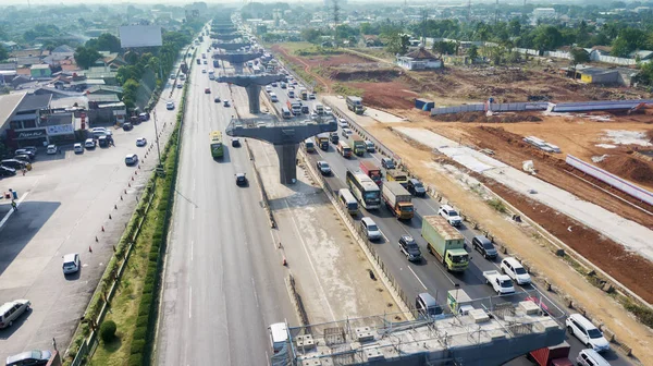 West Java Indonesië Oktober 2018 Luchtfoto Van Hectische Verkeer Met — Stockfoto