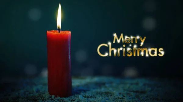 크리스마스 텍스트와 빛나는 촛불의 — 스톡 사진