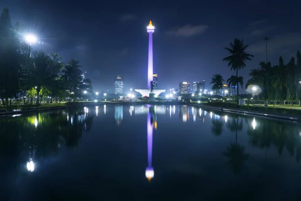 Jakarta Indonésie Octobre 2018 Image Monument National Monas Nuit Avec — Photo