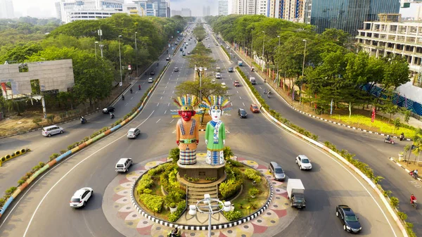 Jakarta Indonézia Október 2018 Légifotó Ondel Ondel Monument Közép Jakarta — Stock Fotó