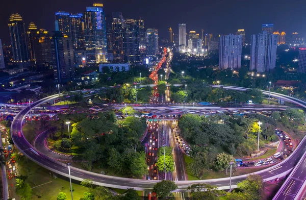 Jakarta Indonézia November 2018 Gyönyörű Semanggi Híd Jakarta Városkép Háttér — Stock Fotó