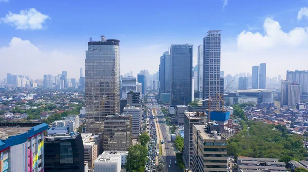 Jakarta Indonesia Novembre 2018 Veduta Aerea Dei Grattacieli Con Ingorgo — Foto Stock