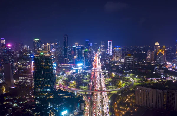 Jakarta Indonesië November 2018 Semanggi Snelweg Jakarta Stad Met Gloeiend — Stockfoto