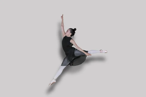 Малюнок Азіатські Жінки Балетний Танцівник Робити Вправи Стрибок Витончені Позах — стокове фото