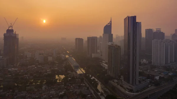 Jakarta Indonésie Novembre 2018 Paysage Crépusculaire Jakarta Avec Gratte Ciel — Photo