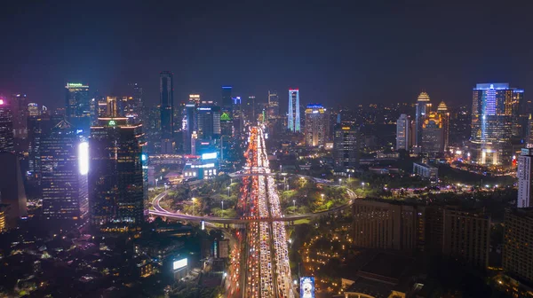 Jakarta Indonesië November 2018 Nacht Uitzicht Jakarta Stad Met Zwaar — Stockfoto