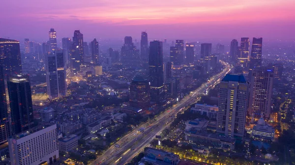 Jakarta Indonesia November 2018 Beautiful Jakarta Cityscape Modern Skyscrapers Dawn — Stock Photo, Image