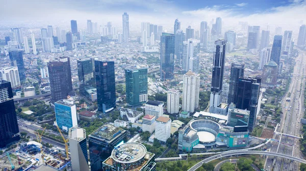 Jakarta Endonezya Kasım 2018 Jakarta Merkezi Bölgesi Hava Görünümünü Gökdelenler — Stok fotoğraf