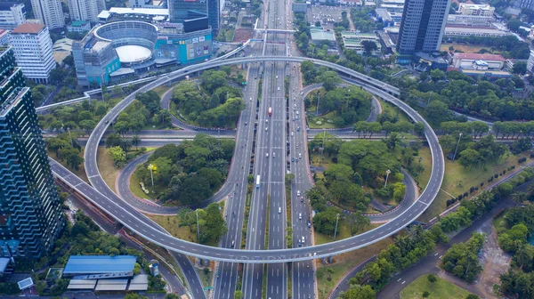 Jakarta Indonesia November 2018 Bovenaanzicht Van Semanggi Weg Kruispunt Het — Stockfoto