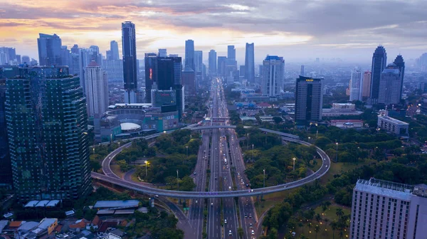 Jakarta Indonesia November 2018 Aerial View Sudirman Highway Semanggi Road — Stock Photo, Image