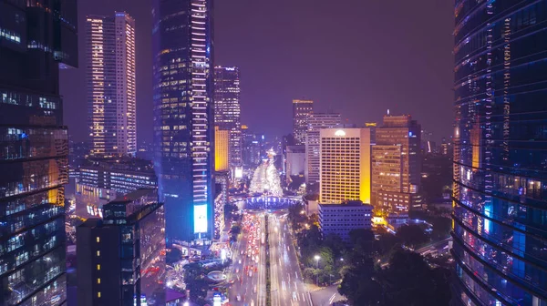 Jakarta Indonesië November 2018 Luchtfoto Van Verkeersopstopping Langs Hotel Indonesia — Stockfoto