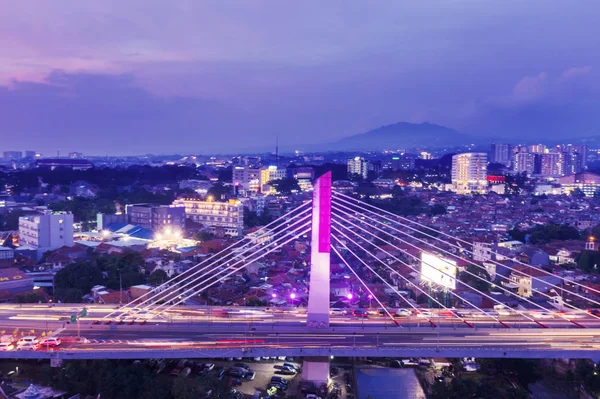 Bandung Indonézia Január 2019 Gyönyörű Bandung Városkép Csillogó Pasupati Felüljáró — Stock Fotó