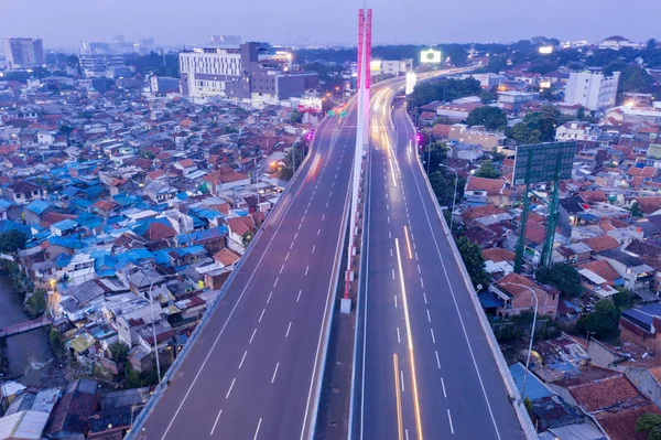 Bandung Indonézia 2019 Január Légifelvételek Szép Könnyű Pályák Jármű Pasupati — Stock Fotó