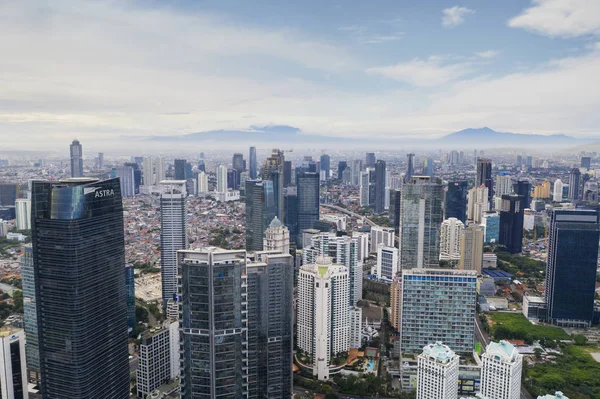 Jakarta Endonezya Ocak 2019 Dağ Arka Planda Yüksek Binalar Ile — Stok fotoğraf