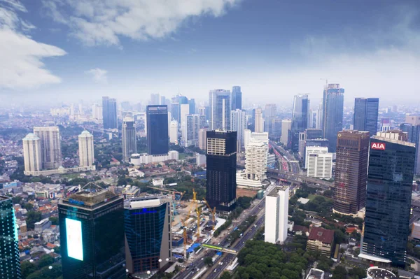 Jakarta Endonezya Ocak 2019 Jakarta Cityscape Yüksek Ofis Binaları Puslu — Stok fotoğraf