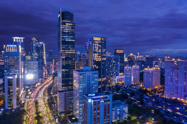Jakarta Indonesia Januari 2019 Drone Weergave Van Moderne Kantoorgebouwen Met — Stockfoto