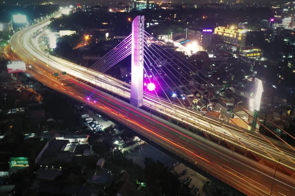 Bandung Indonésie Ledna 2019 Letecká Panoramata Pasupati Nadjezd Zářící Světla — Stock fotografie