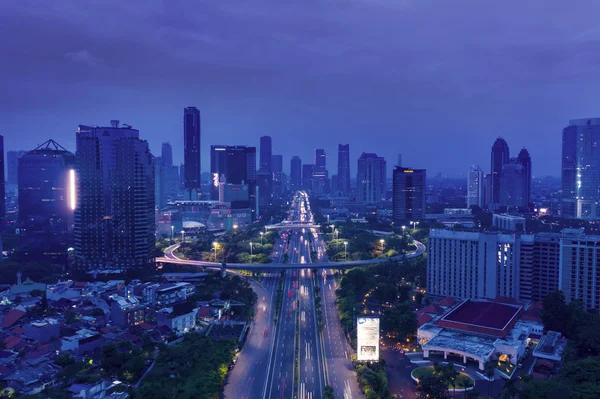 Jakarta Indonesia Januari 2019 Gambaran Drone Tentang Persimpangan Jalan Semanggi — Stok Foto