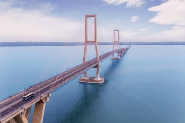 Aerial view of Suramadu bridge located in East Java between Island Surabaya and Madura