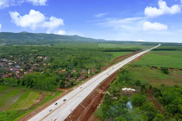 Bela Paisagem Estrada Ungaran Pedágio Sob Céu Azul Java Central — Fotografia de Stock