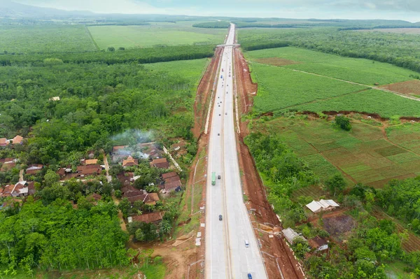 Bovenaanzicht Van Ungaran Tolweg Met Residentiële Landbouwgrond Centraal Java Indonesië — Stockfoto