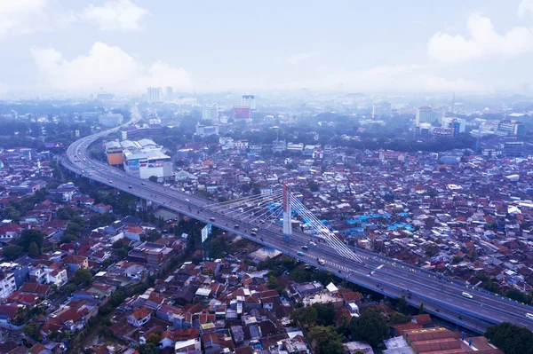Бандунг Индонезия Февраля 2019 Года Вид Сверху Город Бандунг Плотными — стоковое фото