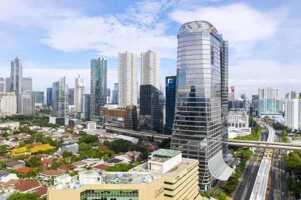Jakarta Indonesia February 2019 Beautiful Axiata Tower Blue Sky Jakarta — Stock Photo, Image