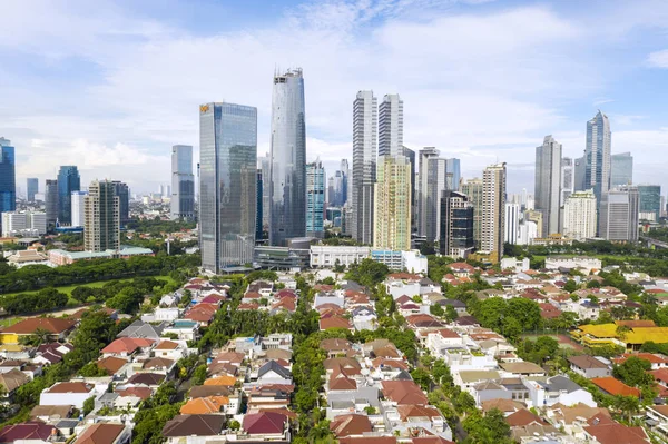 Jakarta Indonesia February 2019 Aerial View Dense Residential Skyscrapers Blue — Stock Photo, Image