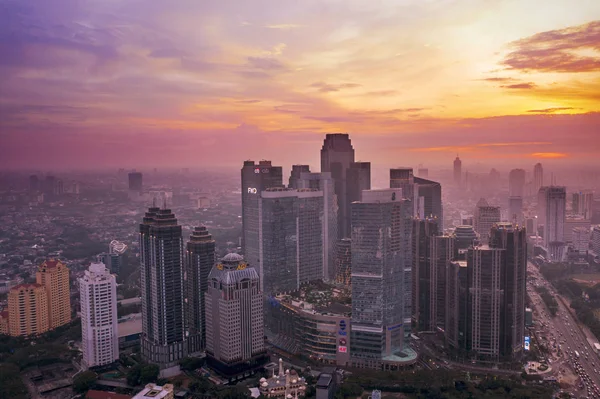 Jakarta Indonesia Febrero 2019 Vista Aérea Del Centro Yakarta Con —  Fotos de Stock