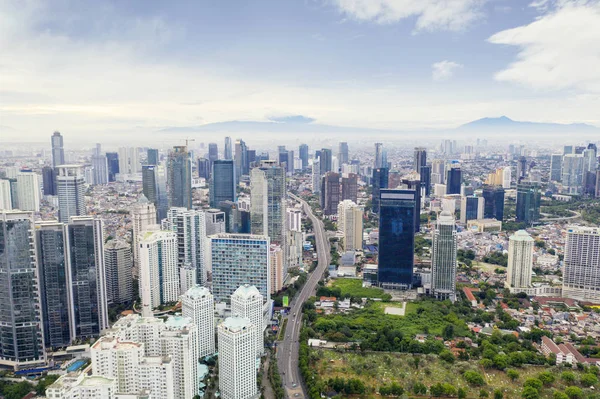 Jakarta Indonesia Febbraio 2019 Veduta Aerea Dei Moderni Grattacieli Sullo — Foto Stock