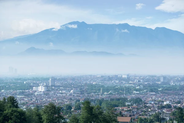 Aerial View Residential Houses Misty Mountain Background Bandung City West — Stock Photo, Image