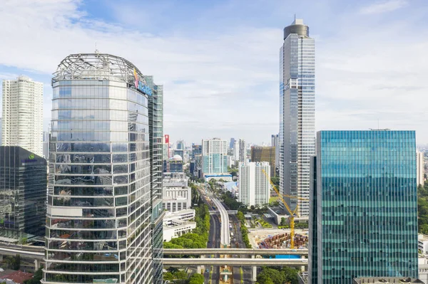 Jakarta Indonésia Fevereiro 2019 Vista Aérea Torre Axiata Localizada Kuningan — Fotografia de Stock