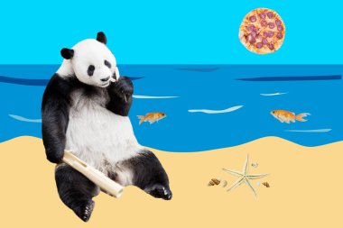 Sevimli dev panda bambu beach için yapılan yemek