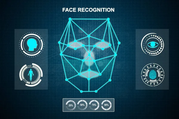 Sistema tecnológico de reconocimiento facial — Foto de Stock