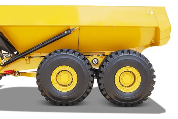 Two big wheels of a large dump truck — Stock Photo, Image