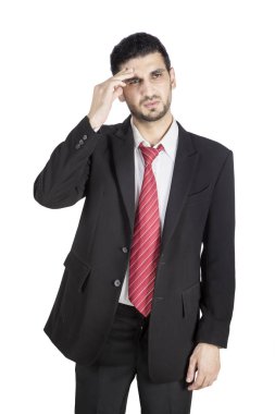 Yorgun işadamı studio having baş ağrısı