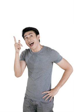 Mutlu Asya adam düşünme bir şey üzerinde stüdyo