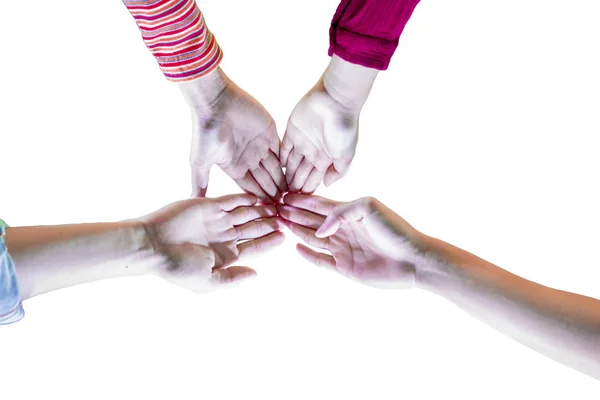 Ungdomar ger high five hands på studio — Stockfoto